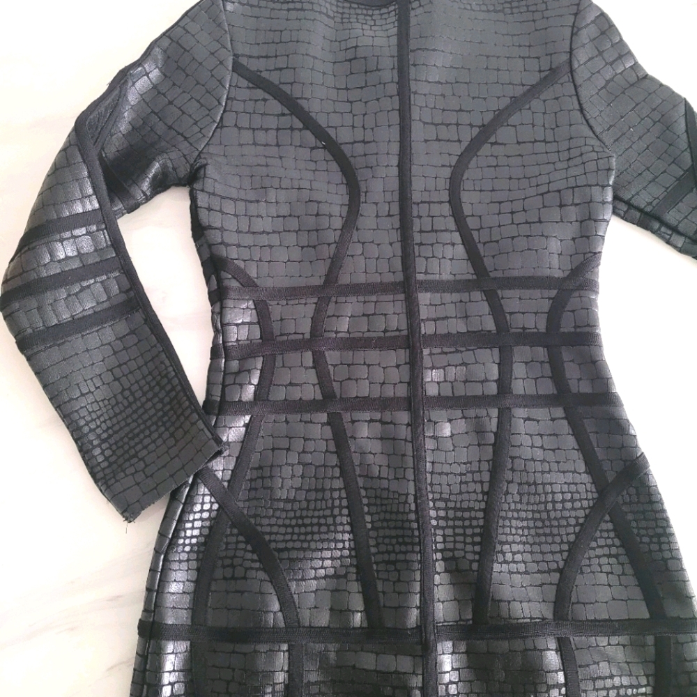 Sexy leather-like fitted dress